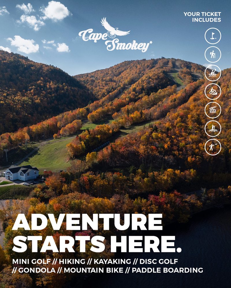 Reklama Cape Smokey: Adventure Starts Here, minigolf, turistika, kajak, lanovka