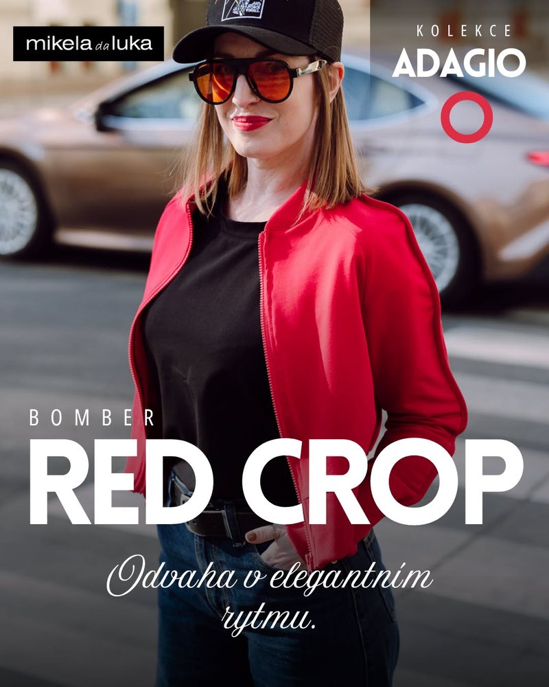 Reklama Mikela da Luka: kolekce Adagio, bomber Red Crop